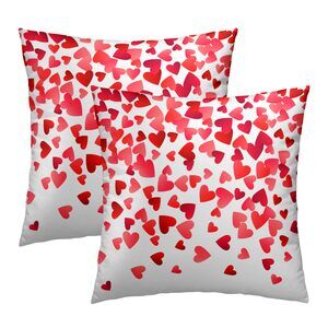 New Set of 2 Square 18 x 18" Valentine Heart Decorative Pillow Cases